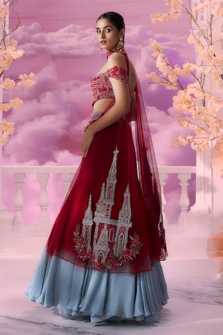 Label Ankush Jain Dori Embroidered Ombre Lehenga Set 