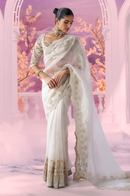 Label Ankush Jain Gul Dori Cutwork Border Embroidered Saree 