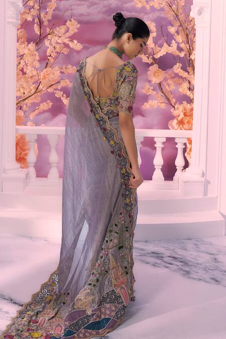 Label Ankush Jain 3D Mahal Dori Embroidered Saree & Blouse 