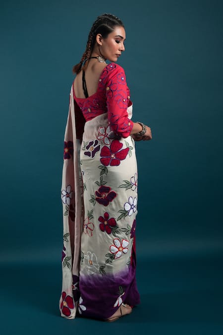 Svastih Floral Applique Embroidered Saree Set 