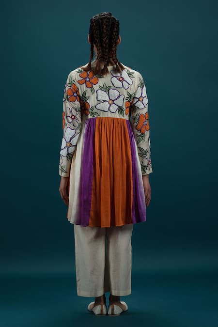 Svastih Saffron Floral Applique Tunic & Pant Set 