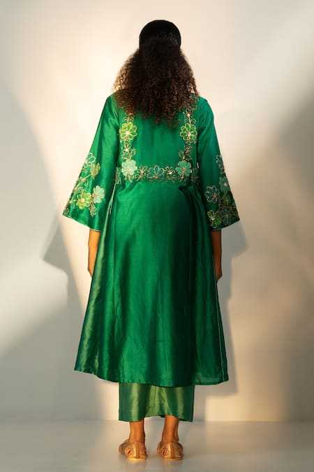 Svastih Emerald Floral Embroidered Anarkali Set 