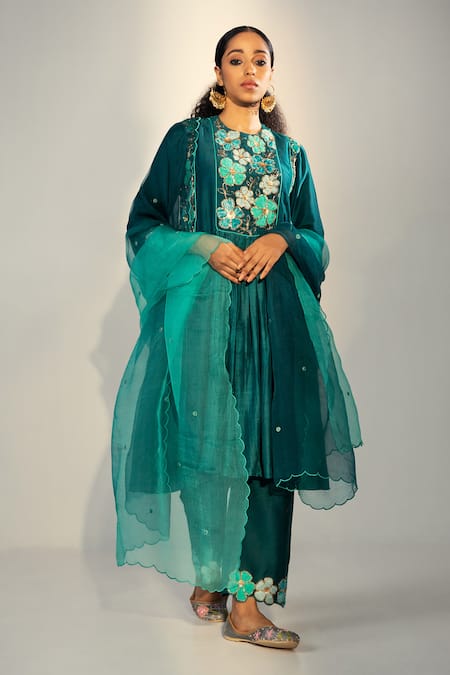 Svastih Aleeha Floral Embroidered Anarkali With Pant 