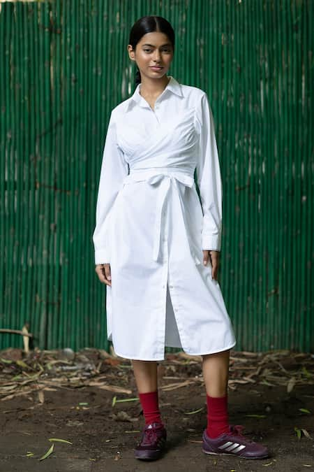 Doodlage Button Down Wrap Around Shirt Dress 