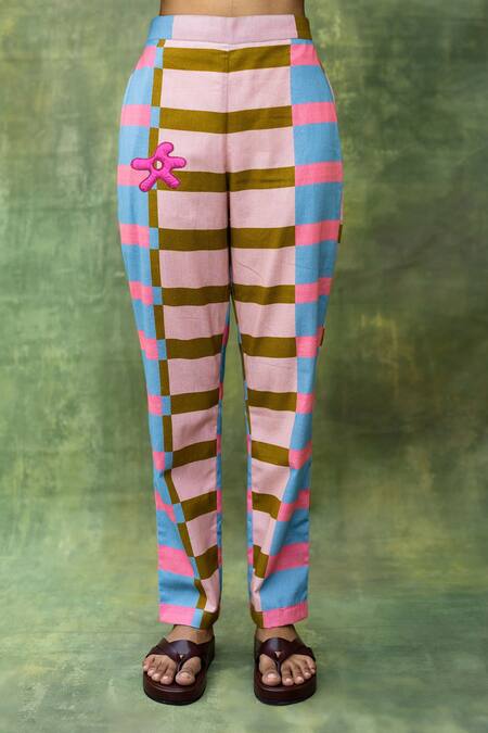 Buy Doodlage Multi Color Cotton Patchwork Round Neck Striped Tunic And Pant Set Online at Aza Fashions Buy_Doodlage_Multi Color Cotton Patchwork Round Neck Striped Tunic And Pant Set _Online_at_Aza_Fashions