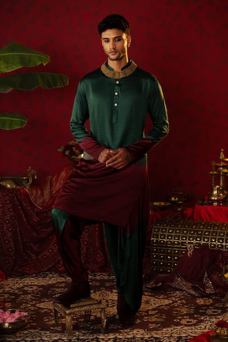 Pooja Bagaria Earthly Elegance Ombre Kurta With Draped Dhoti Pant 