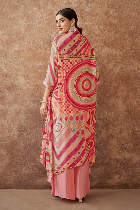 Seams Pret And Couture Abstract Print Pink Kurta Set 