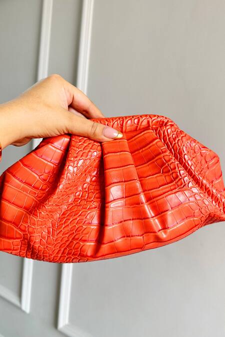 Boxwish By Bhumika Orange Textured Pu Leather Clutch Pouch Online at Aza Fashions Boxwish By Bhumika_Orange Textured Pu Leather Clutch Pouch _Online_at_Aza_Fashions