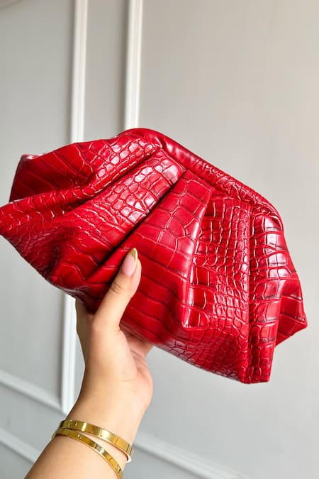 Boxwish By Bhumika Textured Red PU Leather Clutch Pouch 