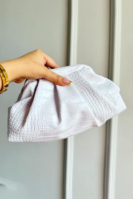 Boxwish By Bhumika Textured White Soft Clutch Pouch 