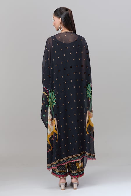 Rajat K Tangri Asymmetric Mughal Print Kaftan Pant Set 
