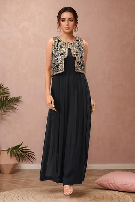 Rajat K Tangri Tribal Embroidered Jacket With Jumpsuit 