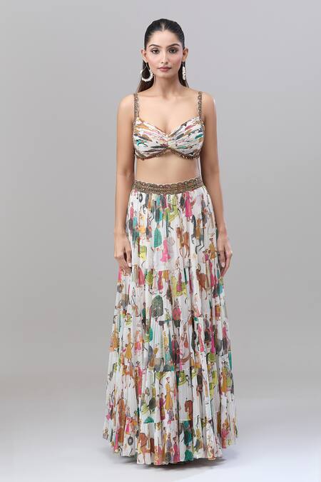 Rajat K Tangri White Lace, Embroidery Sweetheart Neck Mughal Motif Cape Lehenga Set Online at Aza Fashions Rajat K Tangri_White Lace, Embroidery Sweetheart Neck Mughal Motif Cape Lehenga Set _Online_at_Aza_Fashions