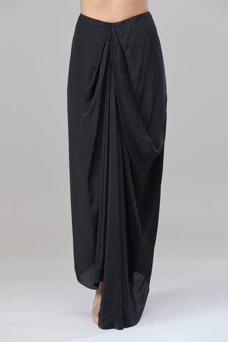 Shop Rajat K Tangri Black Cotton Metallic Thread, Embroidery Round Neck, Tribal Jacket And Skirt Set Shop_Rajat K Tangri_Black Cotton Metallic Thread, Embroidery Round Neck, Tribal Jacket And Skirt Set