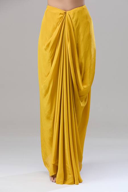 Rajat K Tangri Yellow Silk Metallic Thread Sweetheart Neck Mughal Motif Cape And Skirt Set Online at Aza Fashions Rajat K Tangri_Yellow Silk Metallic Thread Sweetheart Neck Mughal Motif Cape And Skirt Set _Online_at_Aza_Fashions