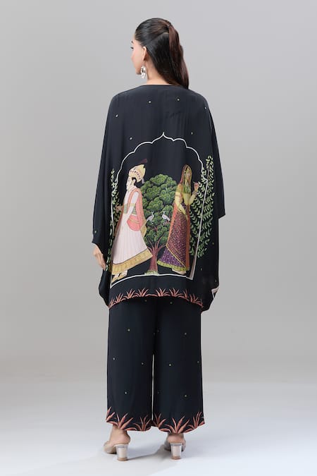 Rajat K Tangri Botanical Print Kaftan Set 