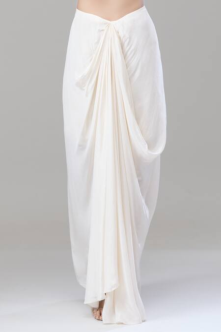 Rajat K Tangri White Chiffon Sweetheart Neck Mughal Village Print Cape Skirt Set Online at Aza Fashions Rajat K Tangri_White Chiffon Sweetheart Neck Mughal Village Print Cape Skirt Set _Online_at_Aza_Fashions