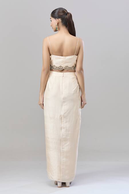 Anand Kabra Beige Silk Zari, Embroidery Scoop Neck Zardozi Cape Set at Aza Fashions Anand Kabra_Beige Silk Zari, Embroidery Scoop Neck Zardozi Cape Set_at_Aza_Fashions