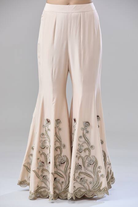 Anand Kabra Beige Cotton Embroidery Split V-neck Floral Cutwork Kurta Set at Aza Fashions Anand Kabra_Beige Cotton Embroidery Split V-neck Floral Cutwork Kurta Set_at_Aza_Fashions