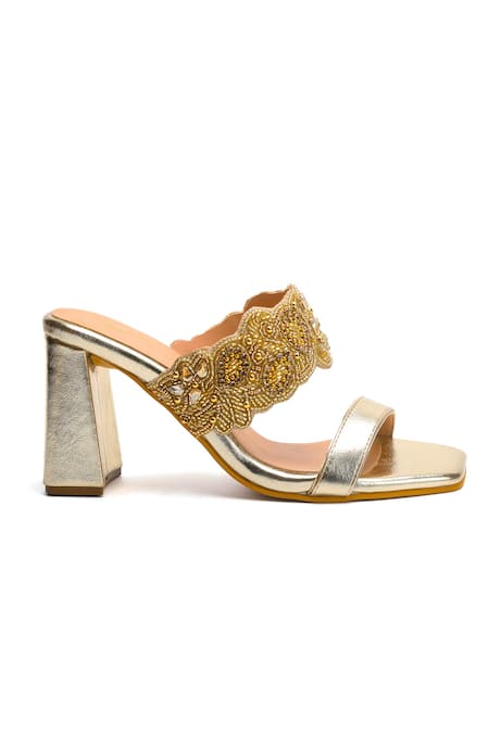 Nidhi Bhandari Cutdana Bloom Embroidered Block Heels 