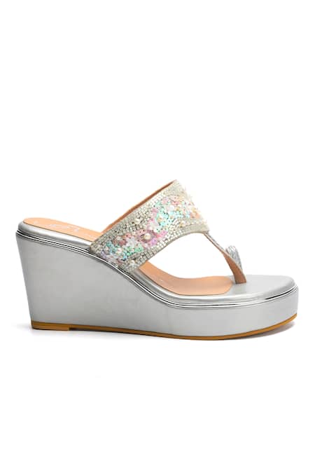 Nidhi Bhandari Stone & Bead Embroidered Wedges 