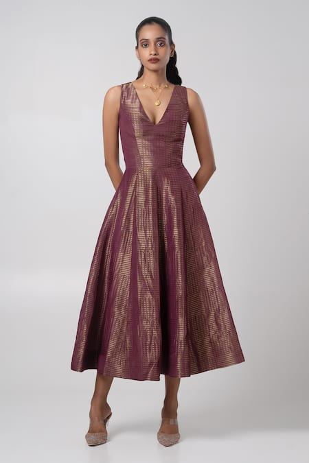 Advait Woven Striped Midi Dress 