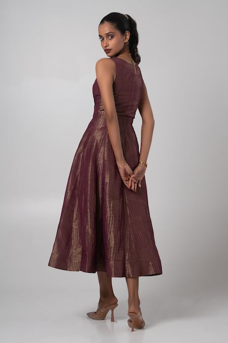 Advait Woven Striped Midi Dress 