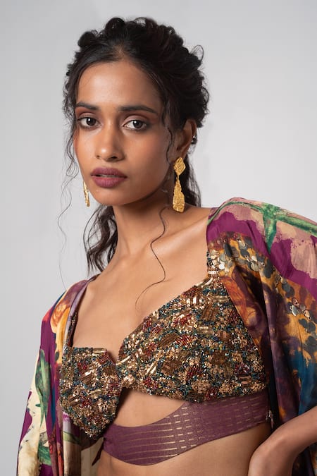 Buy Advait Purple Habutai Embroidered Abstract Cape Open Pattern Skirt Set Online at Aza Fashions Buy_Advait_Purple Habutai Embroidered Abstract Cape Open Pattern Skirt Set _Online_at_Aza_Fashions