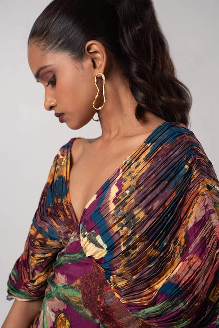 Shop_Advait_Multi Color Off-shoulder Abstract Off Dress _Online_at_Aza_Fashions