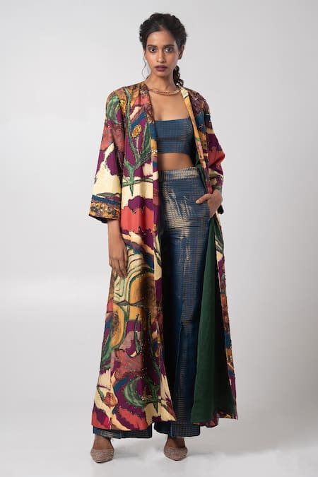 Advait Dawn Abstract Pattern Trench Coat 