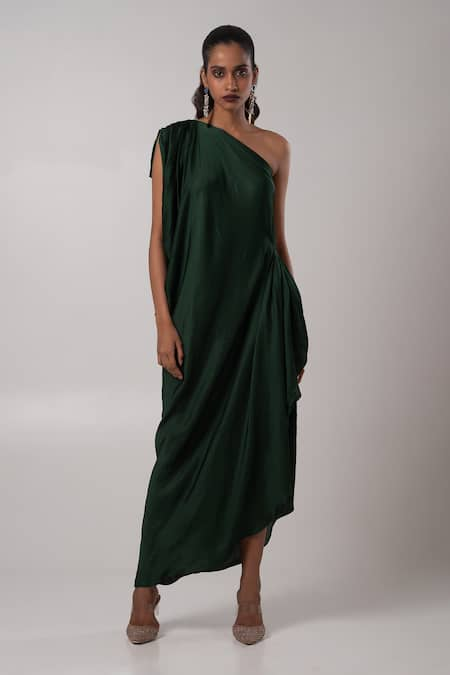 Advait Ori Solid One Shoulder Dress 