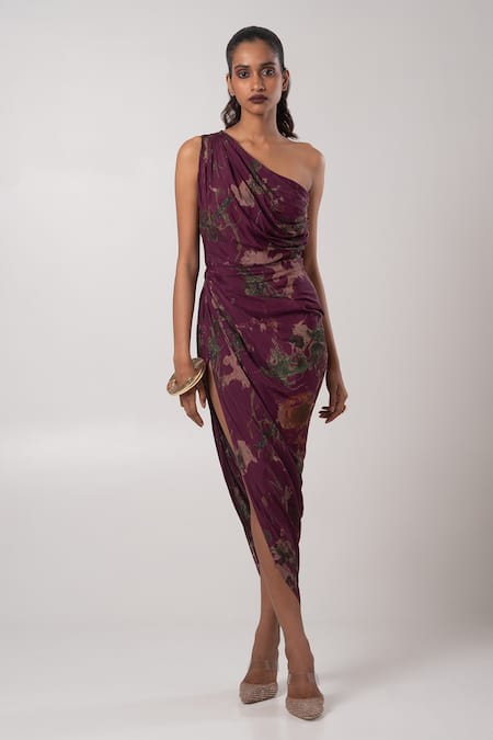 Advait Sear Abstract Print Asymmetric Dress 