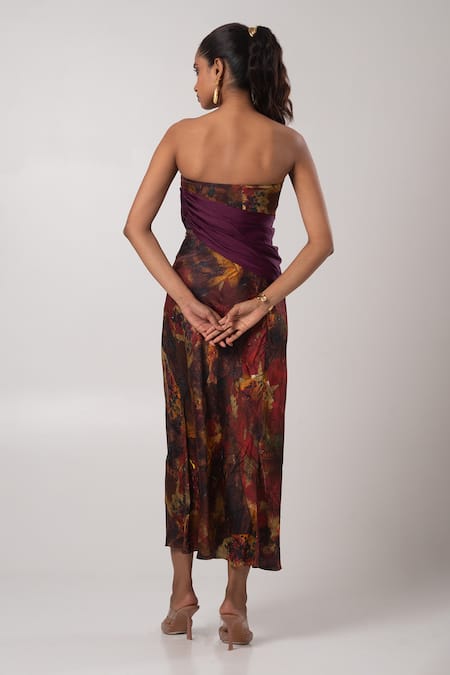 Advait Brown Printed Corset & Skirt Set 