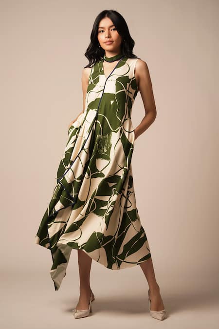 Advait Kaee Abstract Print Asymmetric Dress 