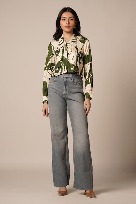 Advait Kaee Abstract Print Pleated Shirt 