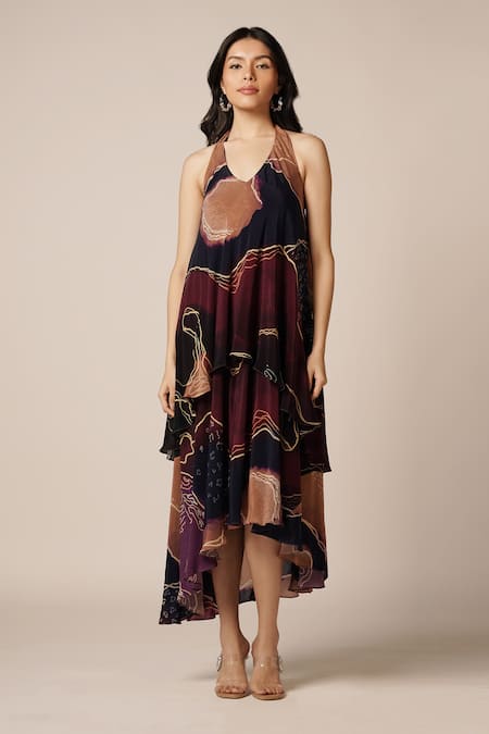 Advait River Print Layered Dress 