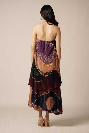 Shop Advait Purple Crepe Halter Neck Asymmetric Layered Dress at Aza Fashions Shop_Advait_Purple Crepe Halter Neck Asymmetric Layered Dress _at_Aza_Fashions