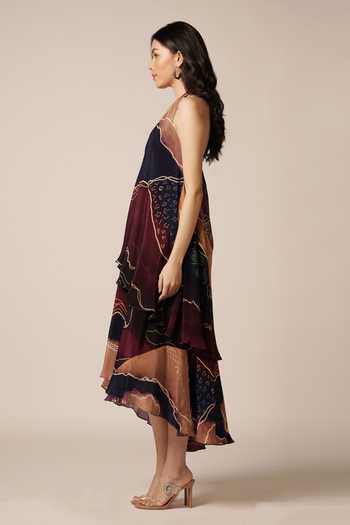 Advait Purple Crepe Halter Neck Asymmetric Layered Dress Online at Aza Fashions Advait_Purple Crepe Halter Neck Asymmetric Layered Dress _Online_at_Aza_Fashions