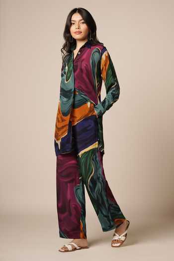 Shop_Advait_Multi Color Crepe Collared Abstract Print Shirt And Pant Set _Online_at_Aza_Fashions