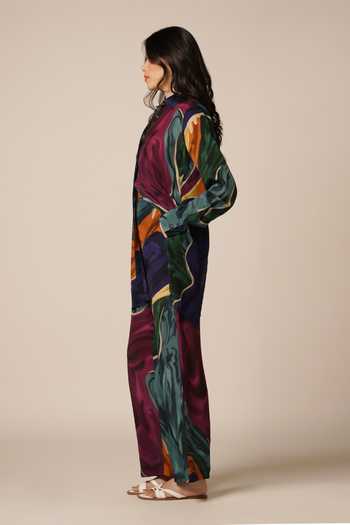 Advait_Multi Color Crepe Collared Abstract Print Shirt And Pant Set _at_Aza_Fashions