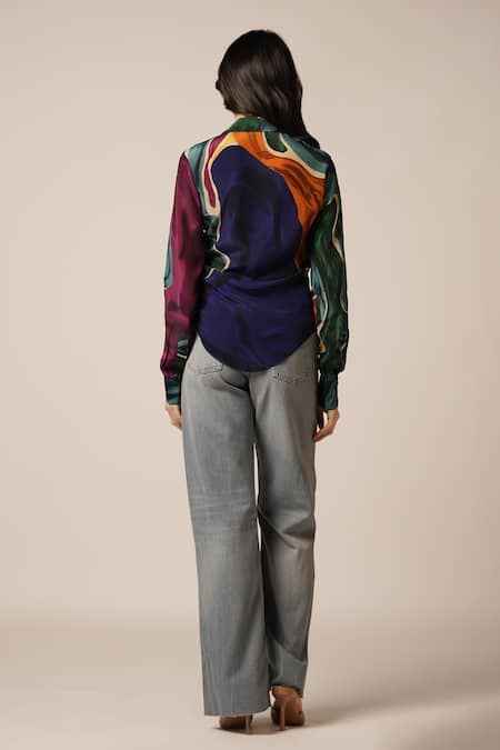 Advait High Low Abstract Print Shirt 