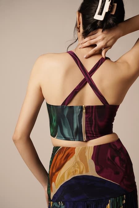 Buy Advait Blue Natural Crepe Print Abstract Swirl Maxi Skirt Online at Aza Fashions Buy_Advait_Blue Natural Crepe Print Abstract Swirl Maxi Skirt _Online_at_Aza_Fashions