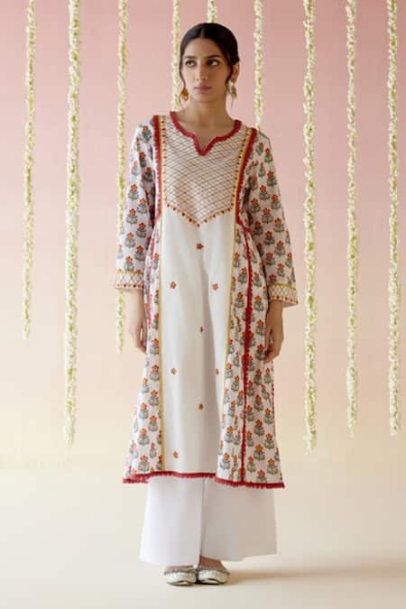 Nero India Cotton Floral Print Kurta With Pant 