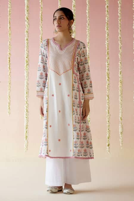 Nero India Cotton Floral Butti Print Kurta With Pant 