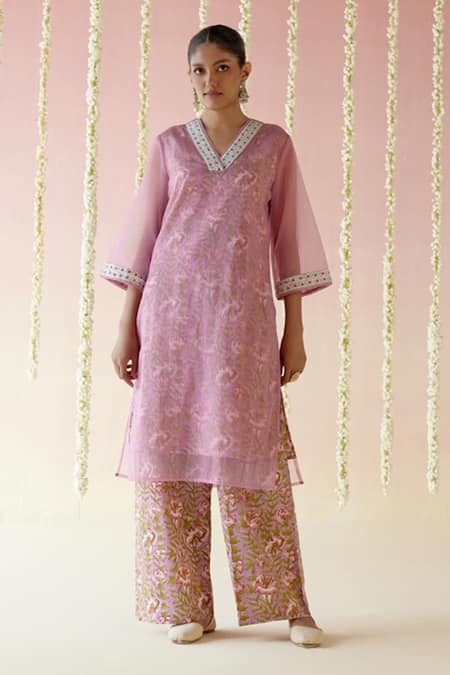 Nero India Sheer Kurta & Pant Set 