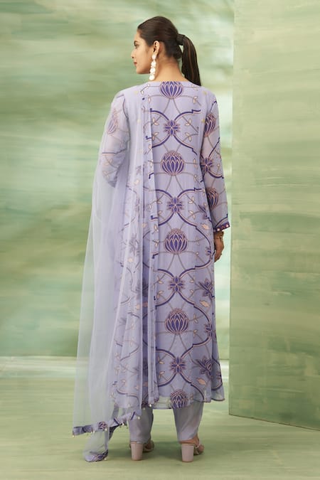 Seams Pret And Couture Floral Mirror Work Anarkali Set 