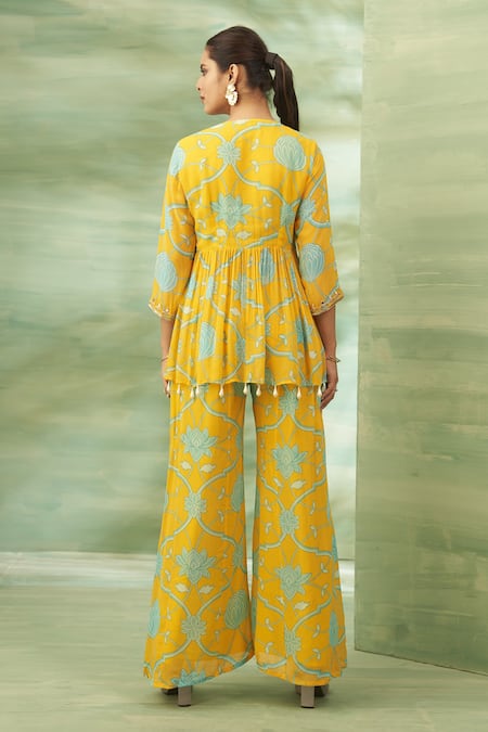 Seams Pret And Couture Floral Veli Printed Peplum Tunic & Pant Set 