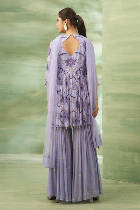 Seams Pret And Couture Floral Veil Anarkali Sharara Set 