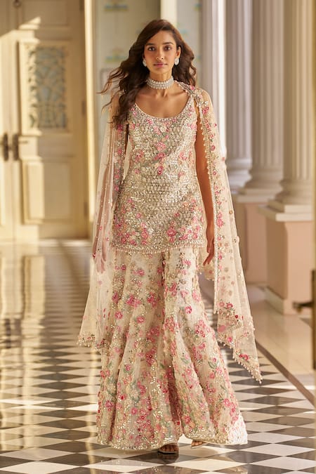 Seema Gujral Floral 3D Sequin Embroidered Kurta Set 
