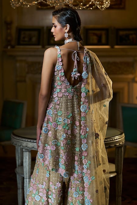 Seema Gujral 3D Floral Embroidered Jacket Kurta Set 